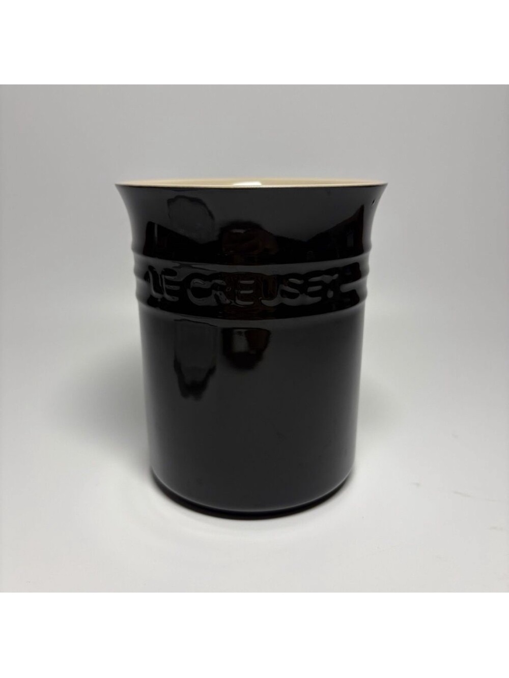 NEW Le Creuset Black Stoneware 1L Utensil Holder Crock